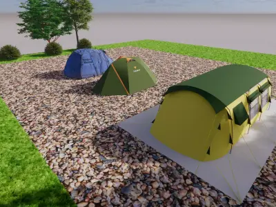 3D Model Outdoor Camping Site Low-poly 3D model