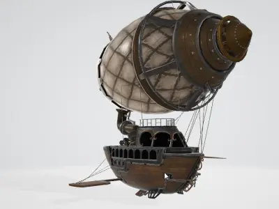 Steampunk ship Low-poly 3D model