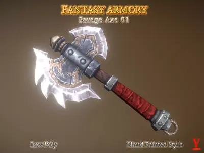 Fantasy Armory - Savage Axe 01 Low-poly 3D model