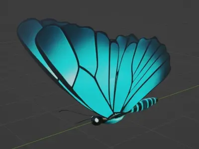 Pack of butterflies in six different colors Low-poly 3D model