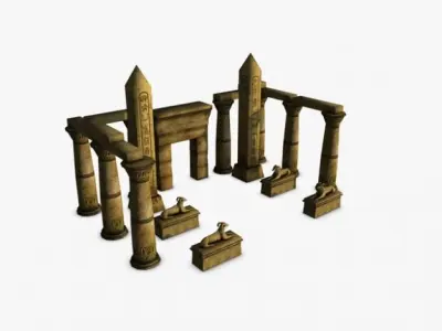 Egyptian temple entrance elements 3D model