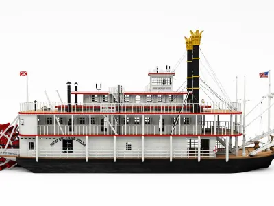 Mississippi River Boat Paddle Steamer 3D 3D model
