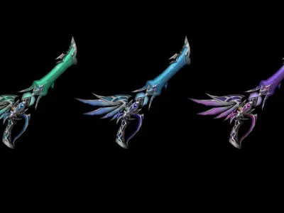 Elven Gun Low-poly 3D model