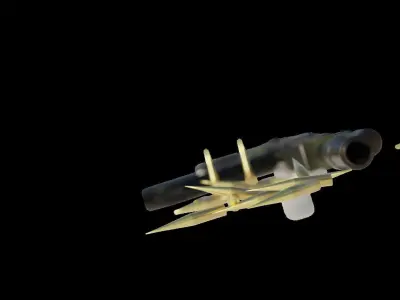 Gun model with gold spikes Low-poly 3D model