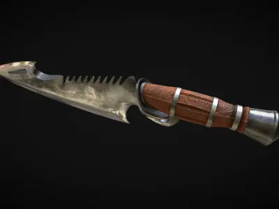 Vintage Pirate Knife Low-poly 3D model