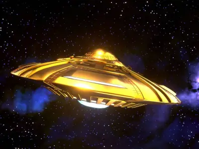 UFO 1 Golden Low Poly Game Asset Low-poly 3D model