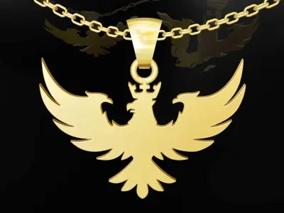 Three Headed Eagle gold pendant jewelry Free 3D print model