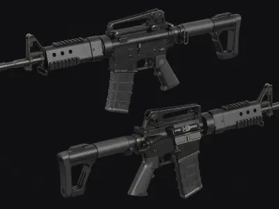 M4-AR15 Rifle Low-poly 3D model