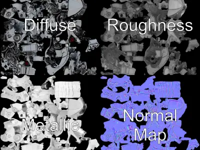 Futuristic Robotic Dinosaur Model Pack Low-poly 3D model