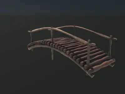 wooden bridge Low-poly 3D model