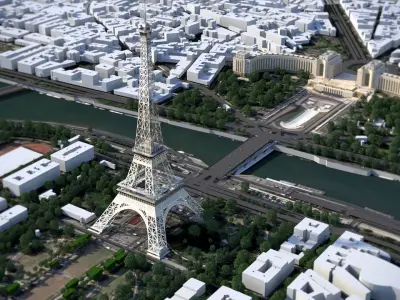 Eiffel Tower France Low-poly 3D model
