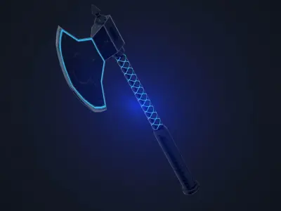 Blue Axe Low-poly 3D model