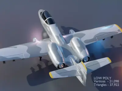A 10 Thunderbolt Attack Plane - low poly Low-poly 3D model