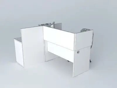 Workstation with printer pool Free 3D model
