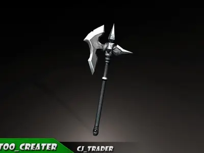 Fantasy Magic Spell Axe Low-Poly 3D Model Low-poly 3D model
