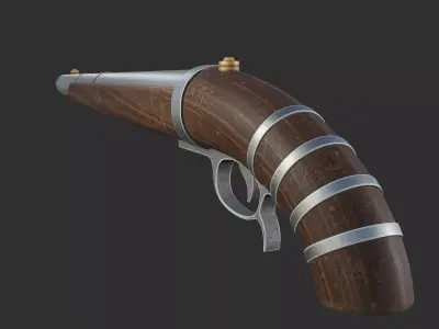 a Gun or pirate cannon Low-poly 3D model