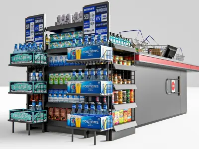 Supermarket Shop Store Elements checkout 2 3D model
