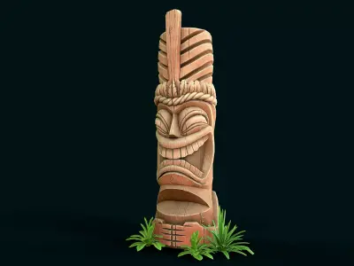 Stylized Wood Totem 4 Low-poly 3D model