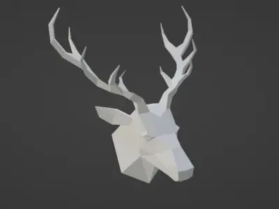 Low poly Deer Head Free low-poly 3D model
