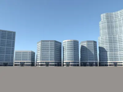 Low Poly Commercial Building Pack Low-poly 3D model