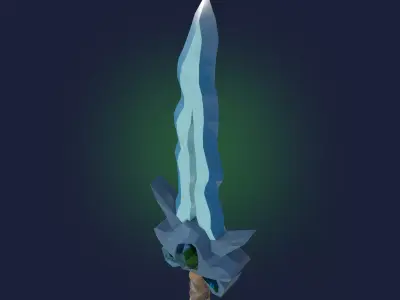 Stylized Sword Weapon with crystals PBR low-poly game ready Low-poly 3D model