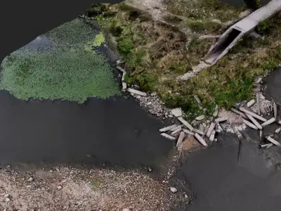 riverside bridge debris part PBR photogrammetry Low-poly 3D model