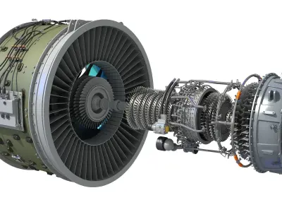 PW GTF Geared Turbofan Engine 3D model
