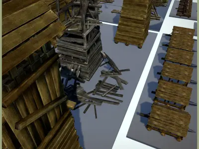Animated Siege Weapons Low-poly 3D model
