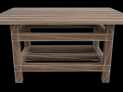 Worn wood table Free low-poly 3D model