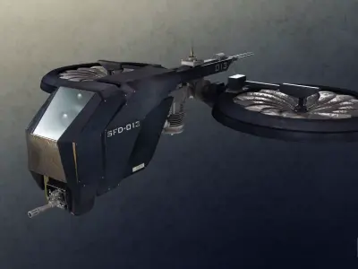 Drone spacecraft with two propellers 3D model