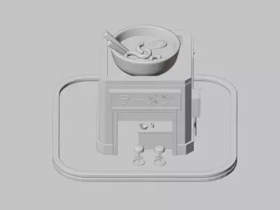 Stylized Isometric Ramen Shop - Sci-Fi Japanese Food Stall Low-poly 3D model