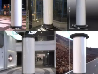 All Advertising Pillar with Glass 3D Model Collection