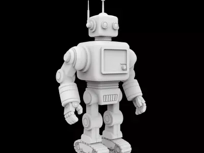 Retro Robot Figurine 3D Print Model 3D print model purchase