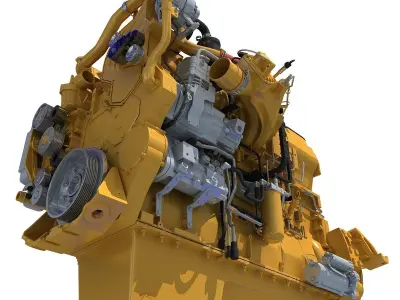 Yellow Truck Engine Cat 3D model