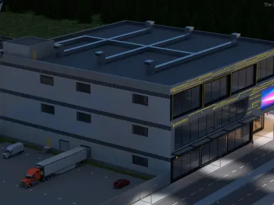 Commercial Shopping Center Night 3D model