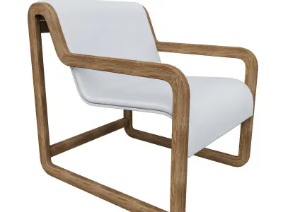 Wooden armchair with coffee table Low-poly 3D model