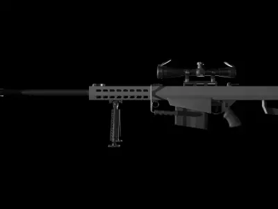 Barrett 50 Cal Sniper Free low-poly 3D model