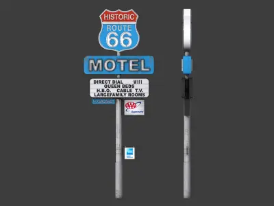 Historic Route 66 Motel Sign Low-poly 3D model
