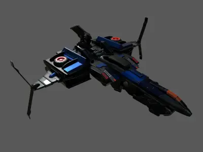 Spaceship transport Starship combat low poly space fantasy Low-poly 3D model