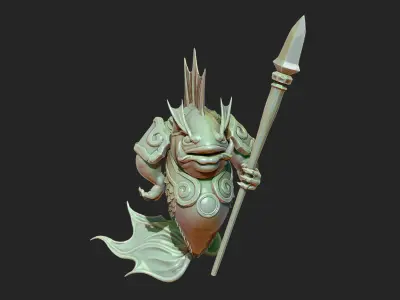fish head monster guard sculpture 3D model