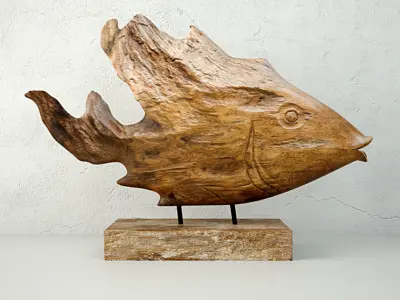 Teak Fish Bust by Uttermost 3D model