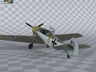 Messerschmitt BF109 German Fighter Airplane Desert V1 3D model