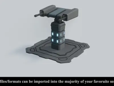 Modular Sci-Fi Turret Collection - Low Poly - Game Ready -PBR Low-poly 3D model