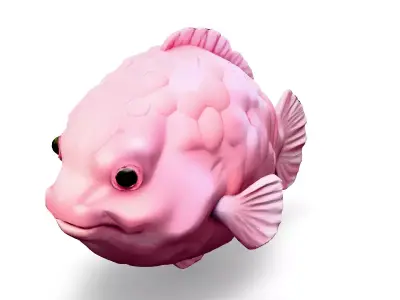 Stylized Pink Fish 3D Model Low-poly 3D model