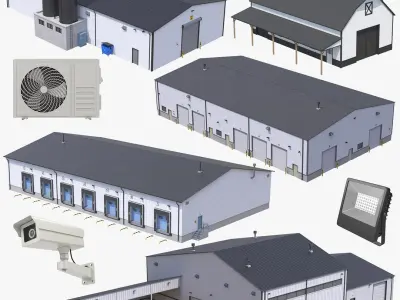5 PBR Industrial Buildings Collection 3D model