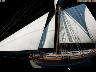 Cutter HMS Alert 1777 Low-poly 3D model