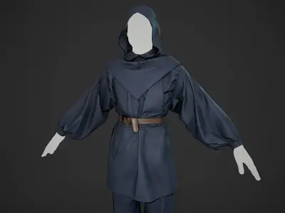Blue Medieval Outfit  Low-poly 3D model