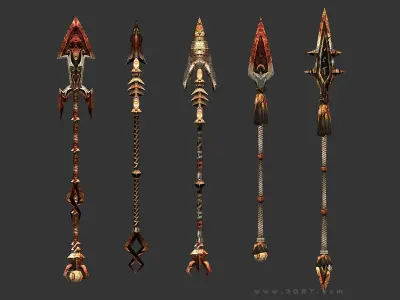 3DRT - fantasy arms Spears Low-poly 3D model