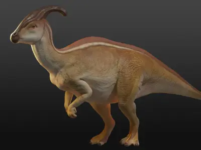 Jurassic Park Parasaurolophus Blender Low-poly 3D model