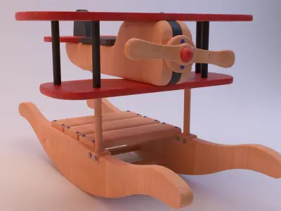 Wooden Rocking Airplane 3D model